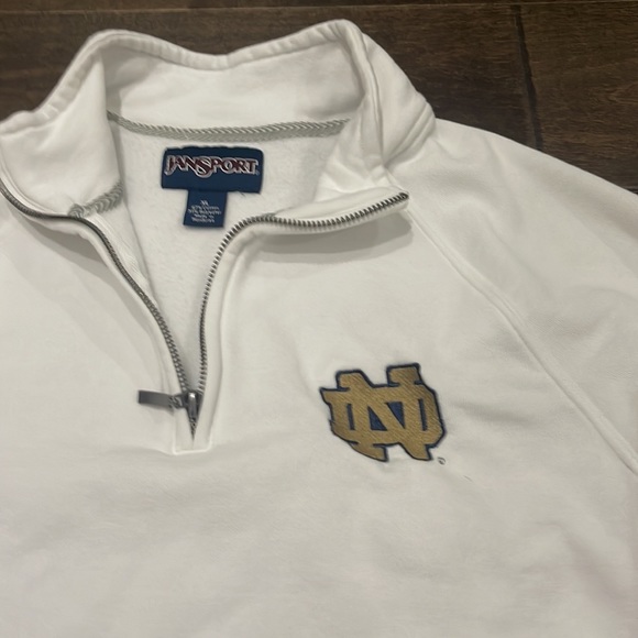 Jansport Notre Dame Quarter Zip White Sweater - size XL - Great Preowned - Picture 2 of 9